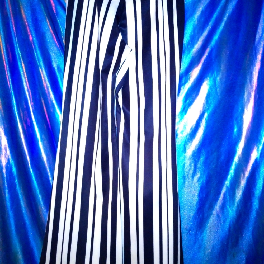 black and white striped pants